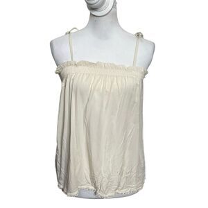 Touche Ruffle Trimmed Slip Blouse Cream Women’s Size Small Viscose Lined